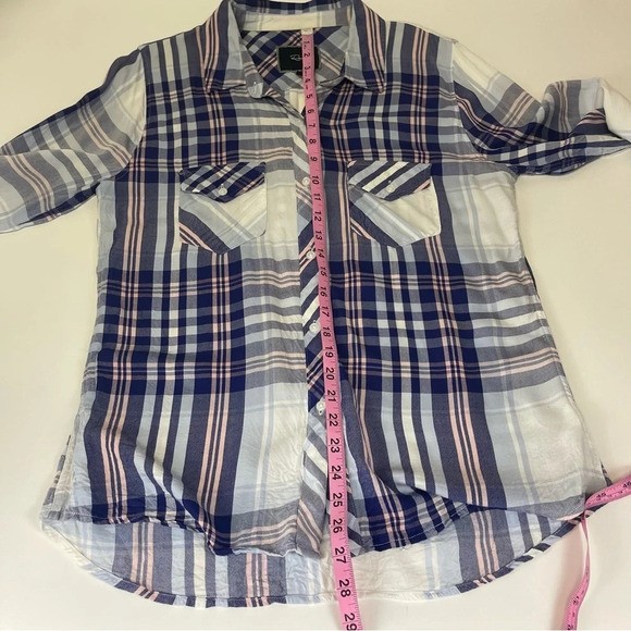 Rails Button Up Shirt Womens Size Medium Purple Blue Plaid Long Sleeve - Picture 10 of 10